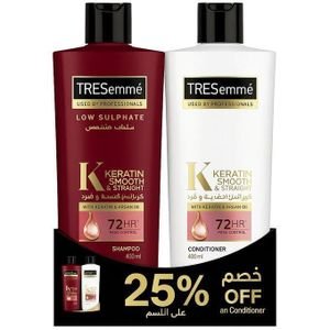 Tresemmé shampoo with keratin smooth &hydrolysed keratin &argan oil 400ml& conditioner with keratin smooth &h