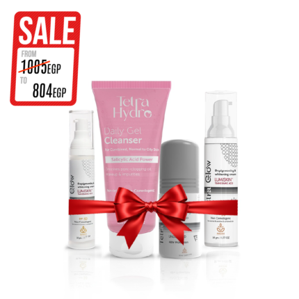 Tetra Glow Skin Care Whitening Routine Bundle.