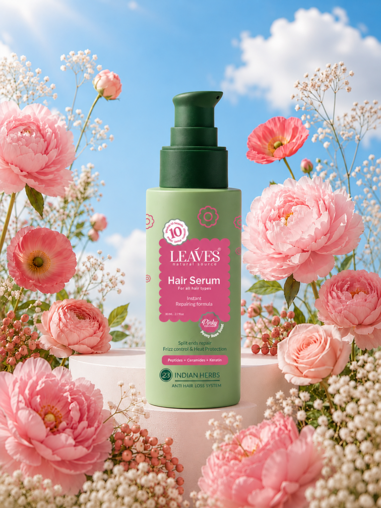 Leaves ليڤز – هير سيروم للشعر العادي والخفيف – برائحة البيوني روز