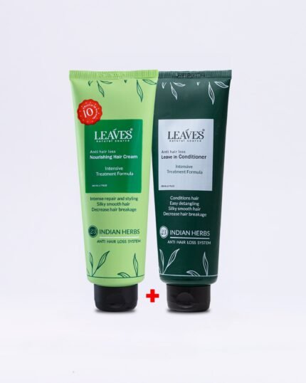 Leaves روتين الترطيب والتنعيم اليومي (ليف إن + هير كريم)
